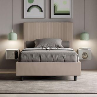 Les Tendances Les Tendances - Letto matrimoniale francese contenitore imbottito 140x200 similpelle tortora Goya
