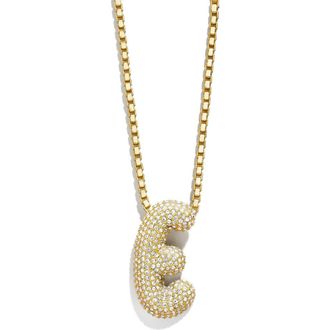 BaubleBar Bubble Initial Pendant Necklace in Clear E at Nordstrom Rack
