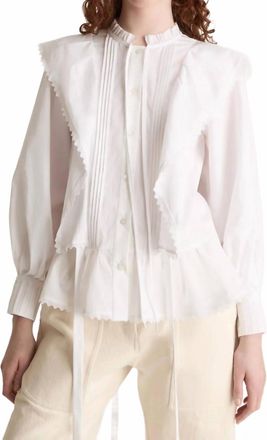 Lee Mathews Emilie Button-Up Shirt Blouse In Natural