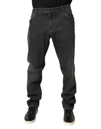 Dolce & Gabbana Dark Gray Slim Fit Cotton Men Denim Jeans Elastane Clothing