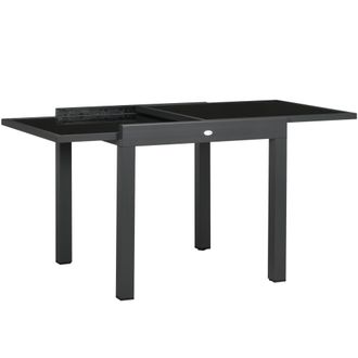 OUTSUNNY Tavolo Da Giardino Allungabile Con Piano In Vetro 80-160x80x75cm Nero
