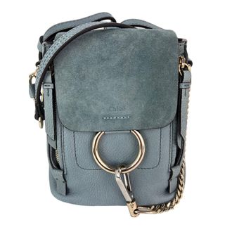 Chlo&eacute; Chloe Blue Faye Mini Suede and Leather Backpack Bag