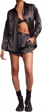 Heroine Sport Girlfriend Charmeuse Oversized Top In Black