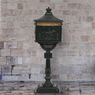 Berkfield Home Pedestal Letterbox Aluminium Vintage Style Rustproof Green