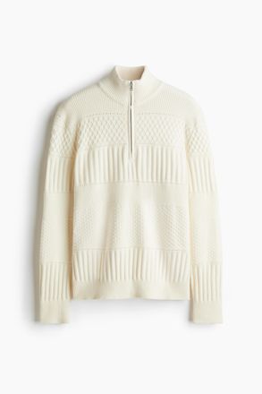 H&M Musterstrick-Pullover in Regular Fit - White