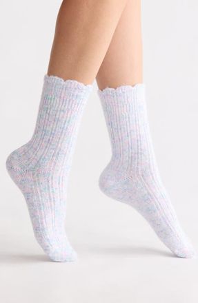 Nordstrom Cozy Scallop Crew Socks in Blue at Nordstrom, Size 9