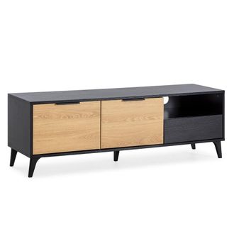 HOMN Mueble tv 2 puertas 1 caj&oacute;n color negro/roble