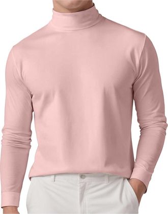 Generic Mens Thermal Long Sleeve Top, Warm Underwear Baselayer, Men Fleece Lined Warm Sports Base Layer Undershirt Full Sleeves Tops Roll Neck Cotton Sweater 