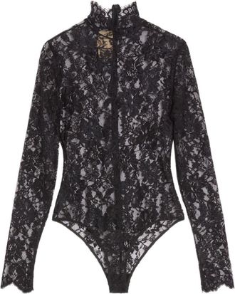 Valentino Garavani Black Floral-Lace Top