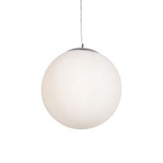 QAZQA Moderno L&aacute;mpara Colgante Escandinava De Cristal Opalino 50 Cm - Ball 50 Vidrio /acero Redonda /esfera Adecuado Para Led Max. 1 X 60 Watt - Qazqa