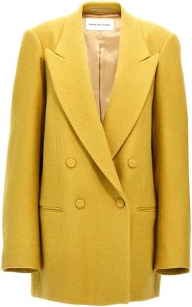 Dries Van Noten Blink Double-Breasted Blazer - Dames - Blazers - Geel - S - Wol - Jassen
