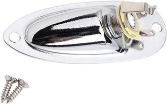 No Brand Placa De Entrada/salida Para Conector Jack De 6,35 Mm, Apta Para Guitarras El&eacute;ctricas, Fabricada En Metal Resistente Con Conector Dorado