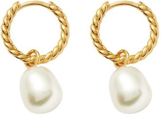 Missoma Pearl 18ct Gold Plated Vermeil Drop Earrings - One Size
