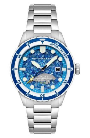 Spinnaker x 4ocean Hass Manatee Limited Edition Automatic Bracelet Watch, 43mm in Blue at Nordstrom