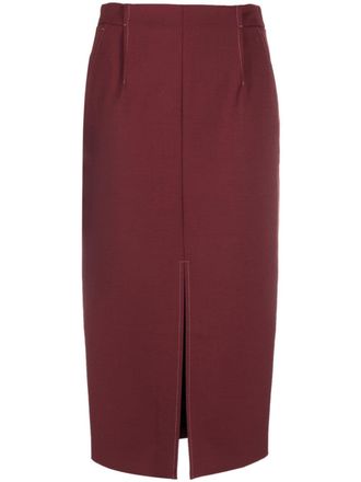 Patrizia Pepe pleat-detailing high-waisted skirt - women - Polyester/Polyester/Spandex/Elastane/Spandex/Elastane/Wool - 38 - Red