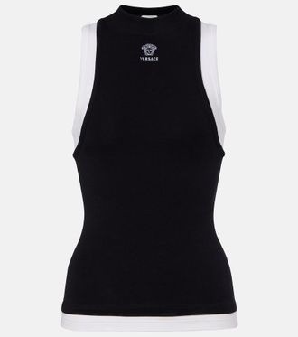 Versace Layered cotton-blend tank top