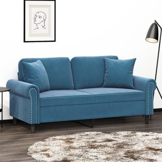 vidaXL Sof&aacute; De 2 Plazas Con Cojines Terciopelo Azul 140 Cm Vidaxl