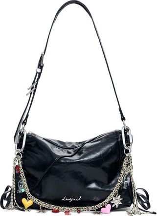 Desigual Charm Strap Faux Leather Shoulder Bag in Black at Nordstrom