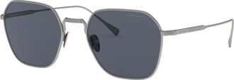 Giorgio Armani Vierkante zonnebril - Heren - Zonnebrillen - Grijs - 53 MM - Accessoires