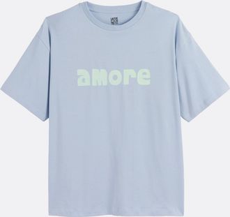 La Redoute Collections T-shirt met tekst, ronde hals en korte mouwen