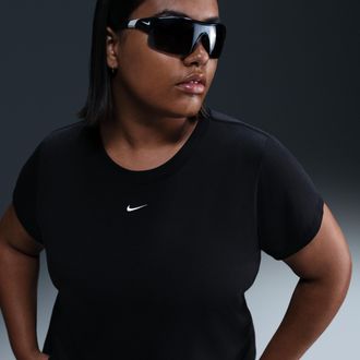 Nike Womens Nike Sportswear Chill Knit Cropped T-Shirt (Plus Size) in Black | FZ2479-010
