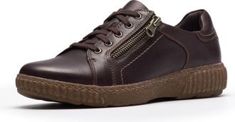 Clarks Womens Caroline Janna Leather Side Zip Fashion Sneaker, Merlot Leather, 6.5