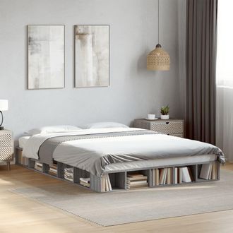 vidaXL Vidaxl - Estructura De Cama Madera De Ingenier&iacute;a Gris Sonoma 150x200 Cm