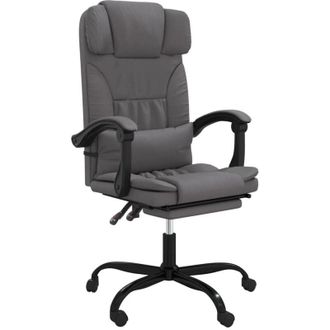 vidaXL Silla De Oficina Reclinable Cuero Sint&eacute;tico Gris Vidaxl