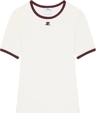 Courr&egrave;ges Signature T-Shirt - Dames - T-shirts - Wit - S - Katoen - Tops