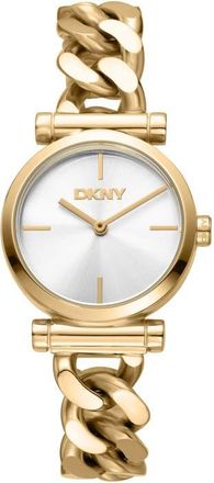 DKNY Curb Chain Link Bracelet Watch, 28mm in Silver/gold at Nordstrom