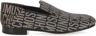 Moschino Zwart Goud Logo Lurex Loafers - Heren - Loafers - Zwart - 42 EU - Leer - Schoenen