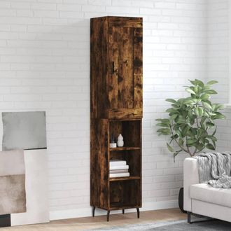 Berkfield Home Highboard Smoked Oak 34.5x34x180 cm Engineered Wood in Brown