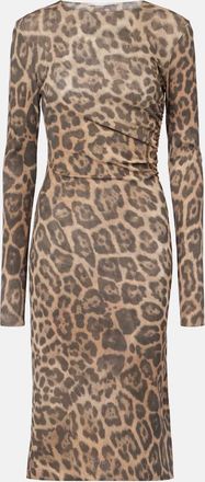 Stella McCartney Abito midi con stampa leopardata