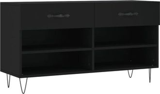 vidaXL Banco zapatero madera de ingeniería negro 102x35x55 cm Vidaxl