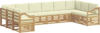 vidaXL Conjunto De Sof&aacute;s De Exterior 10 Uds. Blanco Y Crema Poli&eacute;ster Vidaxl