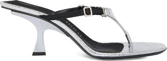 The Attico 65 mm metallic leren sandalen met gesp - Zilver