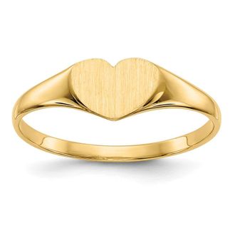 Diamond2Deal 14k Yellow Gold Closed Back Heart Signet Ring