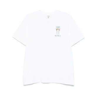 Casablanca T-Shirts, male, White, Size: 2XL Logo Print Crew Neck T-shirt