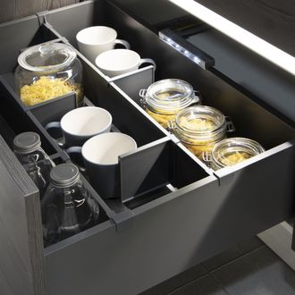 Emuca Kit De Accesorios Divisores Para Interior De Cajones Vertex-concept, Ancho 900mm, Aluminio Y Pl&aacute;stico, Gris Antracita - Emuca
