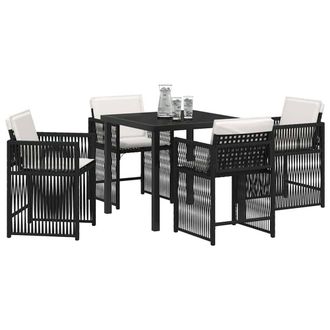 Berkfield Home Sturdy 5 Piece Garden Dining Set with Cushions Black Poly Rattan