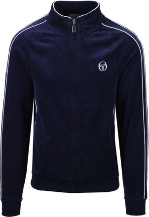 Sergio Tacchini Mens TASSO VELOUR TRACK TOP MARITIME BLUE/WHITE - Navy Cotton - Size X-Large