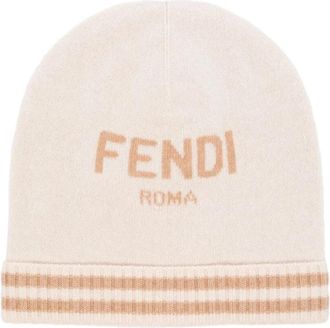 Fendi Linnen Beanie - unisex - Hoeden - Beige - ONE Size - Linnen - Accessoires