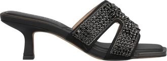 Alma En Pena Sandaal met dubbele band en strass - Dames - Muiltjes - Zwart - 39 EU - Schoenen