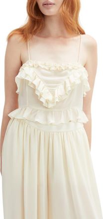 Bardot Alire Ruffle Crop Camisole in Soft Beige at Nordstrom, Size 10