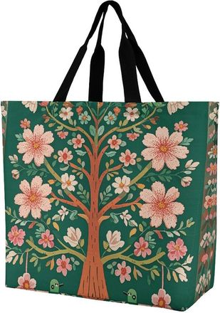 Generic Green Tree Of Life Tote Bag Handle Carry Bag Durable Grocery Bags For Ladies Beach Casual