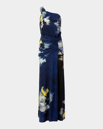 Silvia Tcherassi Antara Ruched One-Shoulder Maxi Dress