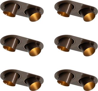QAZQA Qazqa - Set of 6 Recessed Spotlights Dark Bronze GU10 35mm Tiltable 2-Lights - Installa