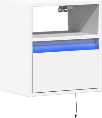 vidaXL Mesita de noche de pared con luces led blanco Vidaxl