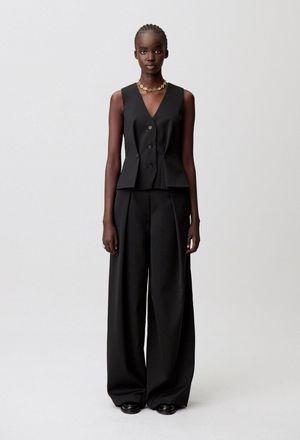 Claudie Pierlot Pantalon large laine m&eacute;lang&eacute;e
