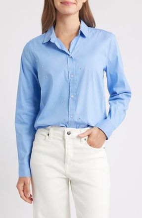 Beach Lunch Lounge Alden Rhinestone Shirt in Fresh Hydrangea at Nordstrom, Size X-Small